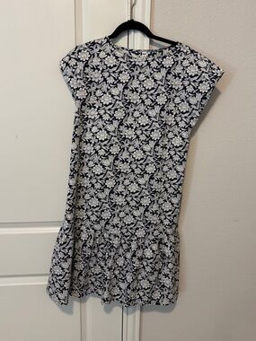 Uniqlo Navy Blue White Floral Drop Waist Dress Size XS